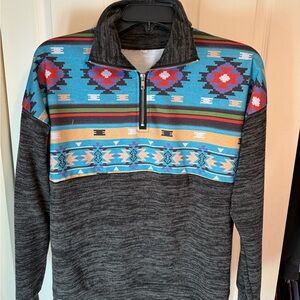 SHEIN Charcoal Pullover Aztec